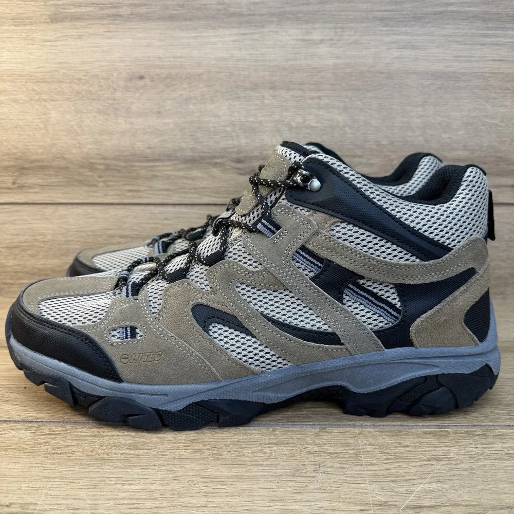 Hi-Tec Mens Ht Ravus Mid Hiking Ankle Boots US 13 EU 46 Taupe Waterproof NWOB